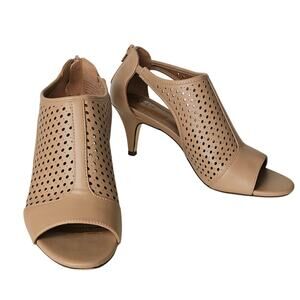 Style&Co Women's 9.5M Sandalwood Tan/Brown Open Toe 3" Heels Bootie Sandal - EUC